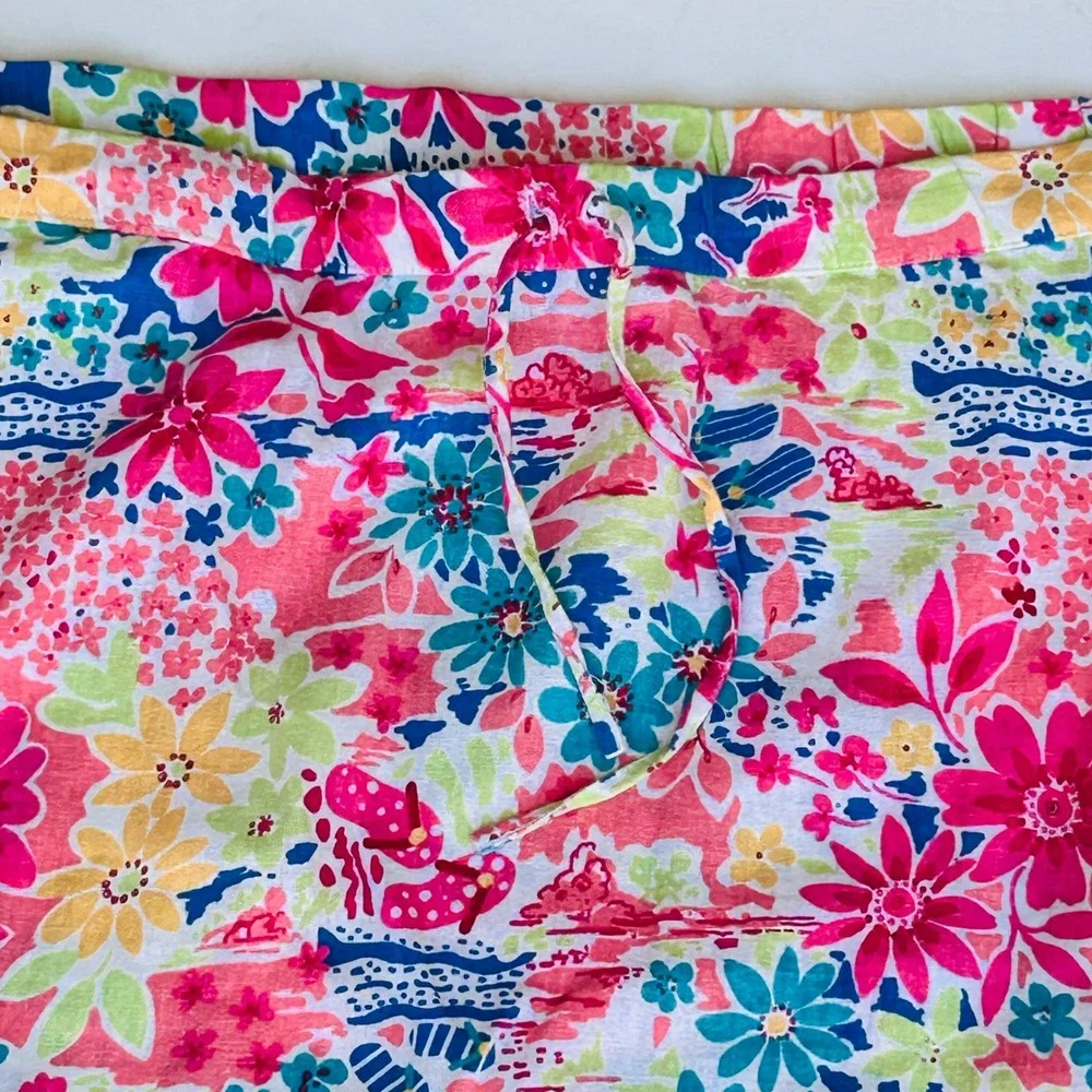 Christopher &‎ Banks women's colorful skirt linen tropical print floral M Petite